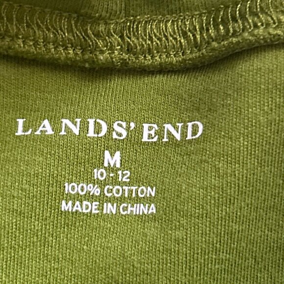 Lands End Green Long Sleeve Mock Turtleneck Top M 100% Cotton Womens Casual Wear - Picture 3 of 6